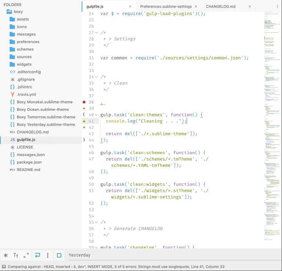 boxy yesterday theme for sublime text3