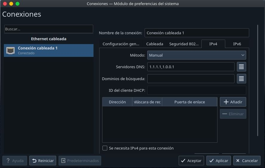 Conexiones de redes en kde plasma